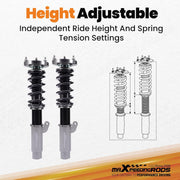 maXpeedingrods Amortiguadores roscados con 24 niveles de ajuste para BMW E46 sedán 98-05 cupé
