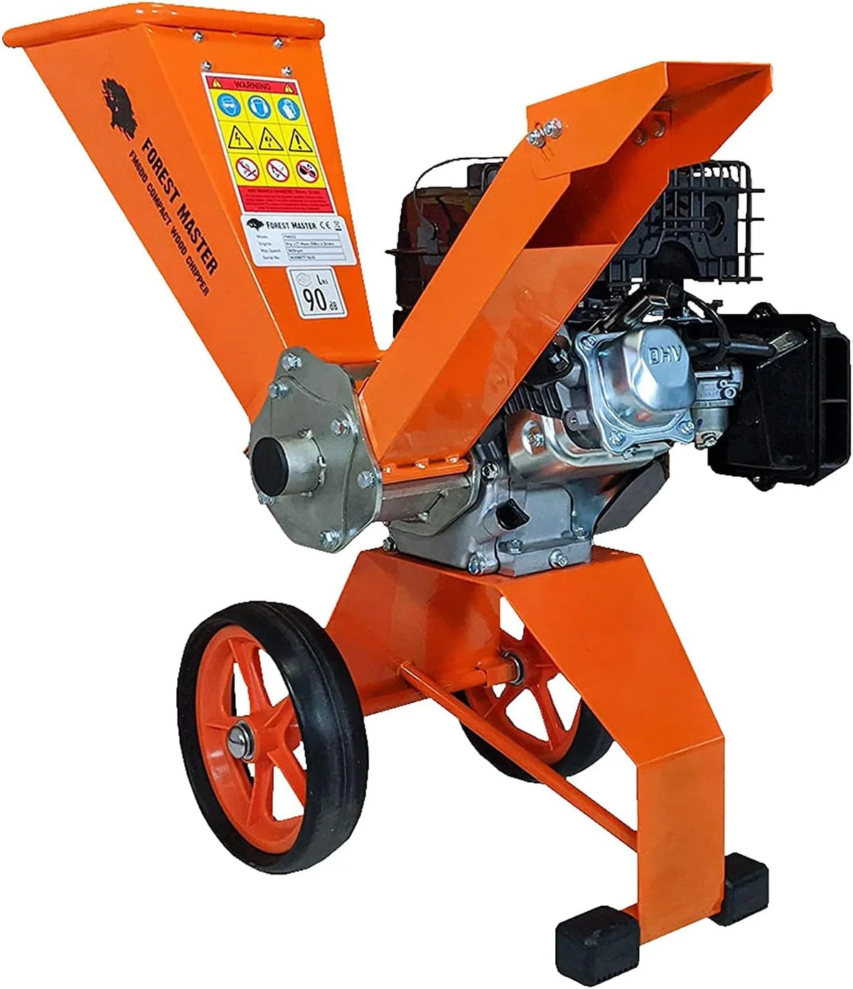 Trituradora de jardín a gasolina FM6DD con motor de 4 tiempos de 6 HP para ramas de hasta 50 mm, accionamiento directo con cuchillas de doble filo