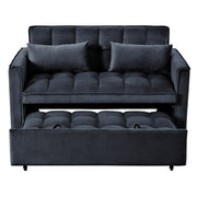 Sofá cama extraíble moderno, sofá cama 3 en 1 con respaldo ajustable, sofá biplaza de terciopelo, almohadas y bolsillos laterales