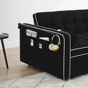 Sofá cama de 2 plazas de terciopelo de 55" con cama extraíble, respaldo ajustable, bolsillos laterales y soporte para teléfono