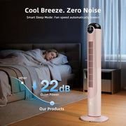 Ventilador de torre Antarctic Star T36, 91,4 cm (36 pulgadas), ventilador oscilante sin aspas, control remoto, 6 velocidades y 4 modos, pantalla LED, temporizador de 9 h, ventilador de pie silencioso