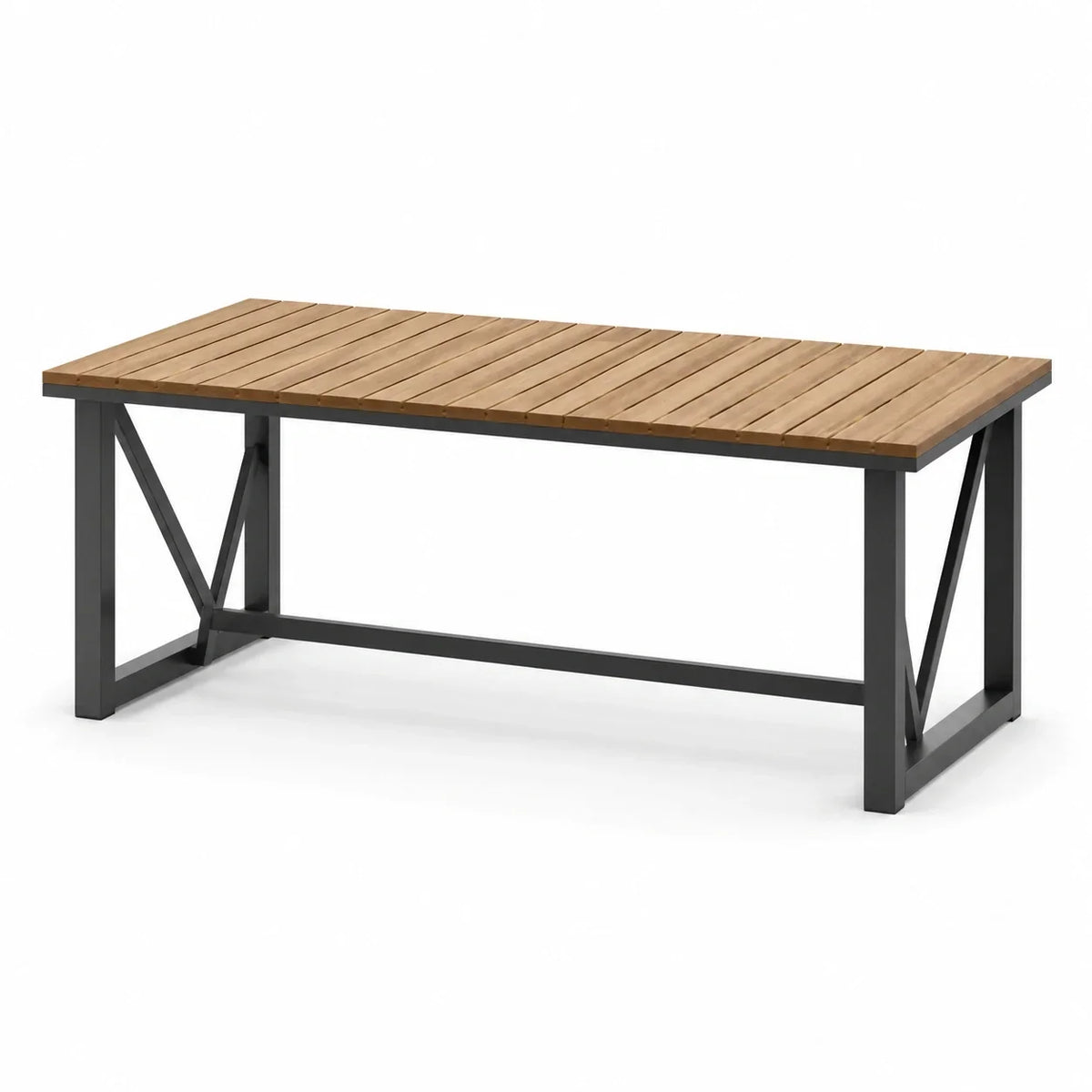 Mesa de jardín de madera y metal 180x90x75 cm