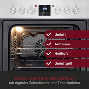 Juego de cocina eléctrica Bomann | Horno empotrable con placa vitrocerámica | Placa de cocina con 4 zonas de cocción | Horno empotrable con 56 l de capacidad | 9 funciones de horno | Placa vitrocerámica con zona para paellera | EHBC 7936 IX