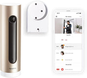 Cámara de vigilancia interior inteligente Netatmo con soporte de pared, WiFi 2,4 GHz, detección de movimiento, visión nocturna, sin suscripción, NSC-AMZ, 1920p