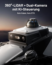 Robot cortacésped MAMMOTION LUBA 2 AWD 1500 sin cable perimetral, rec. 1500 m², LiDAR 360° y visión IA de doble cámara, ajuste automático de altura, pendiente del 80%, DropMow, cartografía multizona automática, 20 zonas múltiples