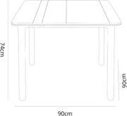 Mesa cuadrada Resol Noa para interior y exterior 90x90 | Jardín, terraza, balcón, salón, cocina, comedor | Diseño, ligera, versátil | 2-4 personas | Patas blancas - Sobre blanco
