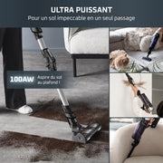Rowenta X-Force Flex 9.60 Allergie Aspiradora escoba sin cable, filtración antialergénica, potente 100AW, ultraligera, autonomía 45min RH2038WO, negro/violeta