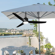 Ventilador de techo con iluminación y mando a distancia, resistente al agua IP65, ventilador de exterior regulable, lámpara de techo moderna con ventilador, ventilador silencioso con luz para dormitorio, balcón y exterior