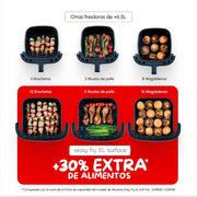 Moulinex Freidora de Aire Easy Fry XL Surface, 2200 W, doble resistencia, cocción uniforme, cesta ancha, 10 programas automáticos, horno para pizzas, diseño compacto, ventana de visualización, AL4018