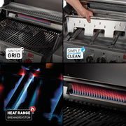Barbacoa de gas Enders® MONROE PRO 3 SIK TURBO, 3 quemadores de acero inoxidable, hornillo lateral, quemador trasero infrarrojo, ventana PanoVision, quemadores HEAT RANGE, SWITCH GRID, 800 °C TURBO ZONE, SIMPLE CLEAN #8376, plata/negro