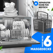 Minilavavajillas Bomann con conexión de agua | incl. manguera | Lavavajillas de sobremesa silencioso | Mini lavavajillas para cocinas pequeñas/camping | Lavavajillas pequeño con protección contra desbordamiento | TSG 7405 negro