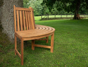 Banco de árbol semicircular Male de CLP de madera de teca maciza I Banco de jardín con capacidad para hasta cuatro personas I Banco de madera natural con respaldo, color: marrón