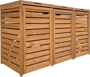 AXI Lex Cubrecontenedor de madera marrón | Cerramiento para 3 cubos de basura - 240-720 L | Caja de almacenaje para cubos de basura