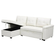 Sofá seccional reversible convertible con cama extraíble, chaise longue con almacenamiento oculto y patas duraderas