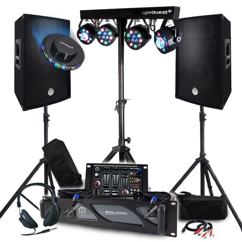 Pack BM Sonic Sono 3200W Complet Paire d'enceintes passives 2x600W Table de mixage