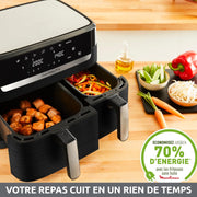 Moulinex Easy Fry Essential inox, 8,3 L, hasta 8 personas, 7 programas intuitivos, freidora de aire, comida completa, sincronización, ahorro de energía, aplicación dedicada, EZ901820