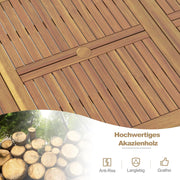 Mesa de jardín COSTWAY con orificio para sombrilla, 200x90 cm, mesa de terraza grande para 8 personas, mesa de balcón rectangular con tablero de madera de acacia, mesa de comedor al aire libre para jardín, terraza