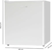 Mini refrigerador Cecotec GrandCooler 20000 L SilentCompress White E. Capacidad de 46 L, puerta personalizable, clase energética E, compacto de 48x45x48,7 cm. ¡Ideal para espacios pequeños!