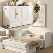 Cama Murphy convertible tamaño queen Mjkone con colchón, carga USB y cajones de almacenamiento