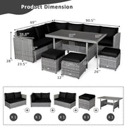 Conjunto de comedor de ratán para patio de 7 piezas Costway, sofá seccional y otomana - Ver detalles