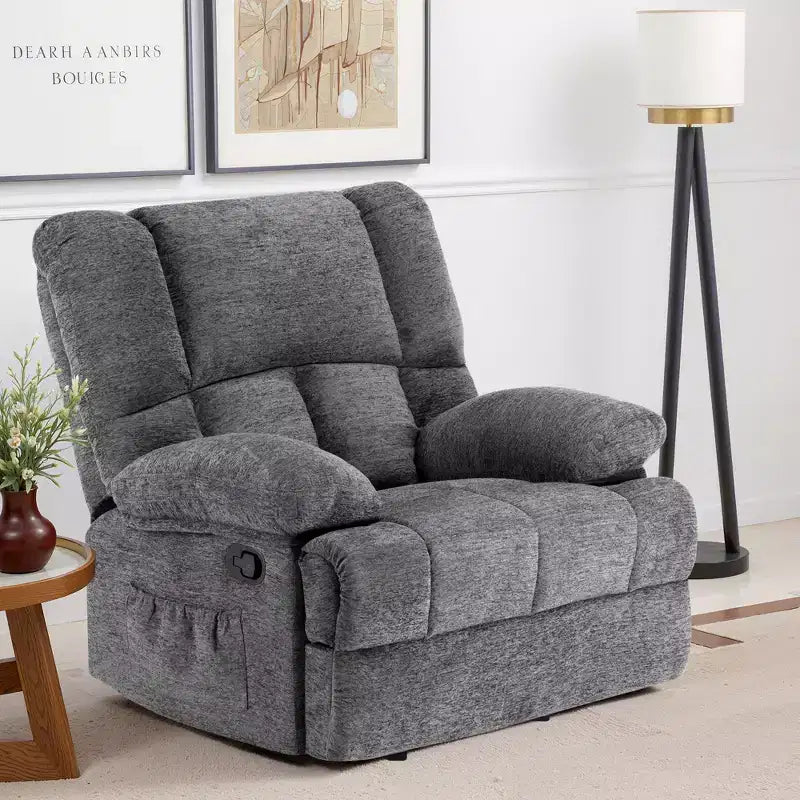 Sillón reclinable mecedor extragrande MAYEERTY Limestone para sala de estar de adultos