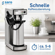 Cafetera Saro incl. jarra termo de acero inoxidable con bomba – 2,2 L – tiempo de preparación aprox. 5–6 min – protección contra funcionamiento en seco – 2,069 kW – modelo THERMO 24