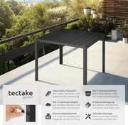 tectake® Mesa de jardín, mesa de comedor exterior, mesa de balcón con aspecto de madera, mesa de terraza con marco de aluminio, muebles de jardín resistentes a la intemperie, 90x90x74,5 cm, mesa para jardín, salón, conjunto de asientos - negro