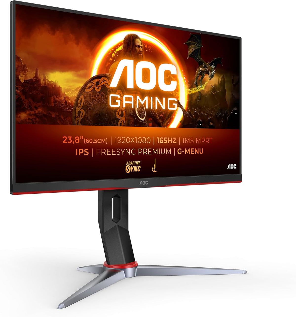 Monitor AOC Gaming 24G2SP FHD 24" 165 Hz, 1 ms, FreeSync Premium (1920 x 1080, VGA, HDMI, DisplayPort) Negro/Rojo