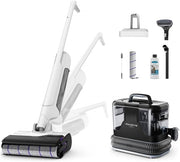 Rowenta X-Clean 10 y Clean it, Aspiradora friegasuelos inalámbrica y limpiadora de alfombras, perfecta para manchas difíciles y pelos, suelos duros, moquetas y alfombras GZ7540WO + IN5010F0