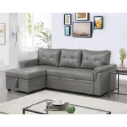 Sofá seccional reversible convertible con cama extraíble, chaise longue con almacenamiento oculto y patas duraderas