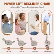 Sillón reclinable elevador eléctrico, reclinables eléctricos para ancianos con calor y masaje, asistencia para levantarse con portavasos, bolsillo lateral, para sala de estar