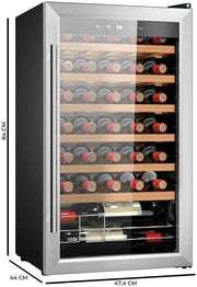 Vinoteca Cecotec 34 botellas Bolero grandsommelier 34030 inox, compresor, 80 L, refrigeración por compresor, temperatura regulable de 5 a 18 ºC, control táctil, pantalla, luz LED interior.