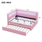 Cama con plataforma tapizada con puertos USB e iluminación LED - Base de cama matrimonial/individual con 2 cajones de almacenamiento - Dormitorio moderno