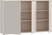 Cómoda Forte Alice Springs 150 155, aparador grande con 3 puertas de armario, pasillo, salón, dormitorio, madera de ingeniería, beige cachemira, 154,2 cm de ancho x 99,1 cm de alto x 34,9 cm de profundidad