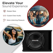 Caliber BC112SA-PRO – Subwoofer activo para coche de 12 pulgadas con amplificador integrado – Subwoofer para coche de 200W RMS – 1000W pico – Negro