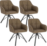 WOLTU Juego de 4 sillas de comedor giratorias, silla de cocina, silla tapizada, silla giratoria, silla cómoda con reposabrazos y respaldo, silla con reposabrazos para comedor y salón, con tapizado de piel sintética, marrón