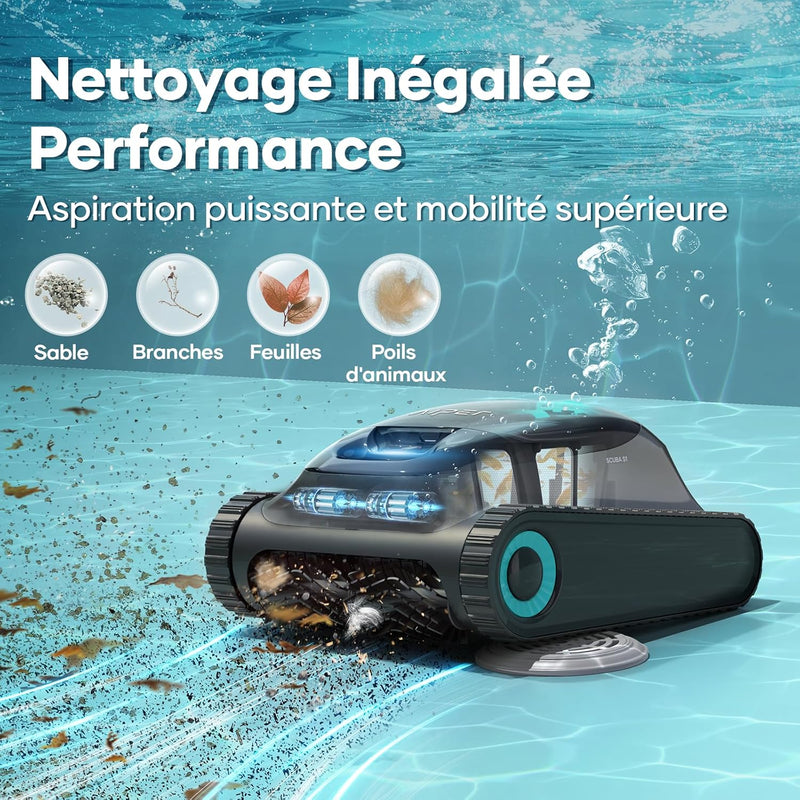 AIPER Scuba S1 Robot Limpiafondos para Suelo, Paredes y Línea de Flotación, Aspiradora de Piscina Inalámbrica, 4 Modos, 150 Min de Autonomía, Escala Paredes, Navegación Inteligente 2.0, Ideal para Piscinas Enterradas de 150㎡