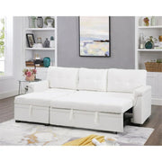 Sofá seccional reversible convertible con cama extraíble, chaise longue con almacenamiento oculto y patas duraderas
