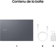 Samsung Galaxy Book4, Portátil de 15,6'', Intel Core i5, 8 GB RAM, 256 GB SSD, teclado AZERTY FR, gris