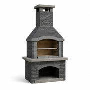 Chimenea de jardín de piedra compuesta, color antracita, 200 cm de altura