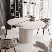 Mesa de comedor redonda extensible 120 ø - 160 cm, mesa de comedor redonda ovalada extensible, mesa de comedor - mesa de cocina