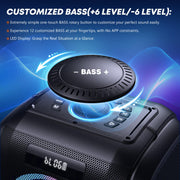 Altavoz Bluetooth W-KING 270W Peak Partybox 125dB, 12 bajos, 2 woofers de 16,5 cm, super graves, entrada de micrófono y guitarra, USB, AUX, batería.