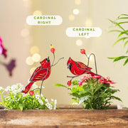 Pájaro de cristal rojo pintado a mano para arreglos de plantas y decoración del hogar