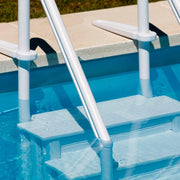 poolomio® Escalera de piscina empotrable de 120 o 132 cm de altura | 80 x 92 x 206 cm de polietileno PEAD | Fácil acceso a la piscina con 4 peldaños antideslizantes y pasamanos