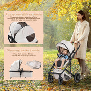 Cochecito 3 en 1 Gcarebb, silla de paseo con portabebés, cochecito completo con altura ajustable, cochecito combinado con marco de aluminio para recién nacidos de 0 a 4 años