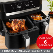 Moulinex Easy Fry Essential inox, 8,3 L, hasta 8 personas, 7 programas intuitivos, freidora de aire, comida completa, sincronización, ahorro de energía, aplicación dedicada, EZ901820