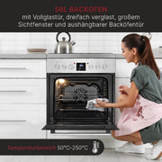 Juego de cocina eléctrica Bomann | Horno empotrable con placa vitrocerámica | Placa de cocina con 4 zonas de cocción | Horno empotrable con 56 l de capacidad | 9 funciones de horno | Placa vitrocerámica con zona para paellera | EHBC 7936 IX