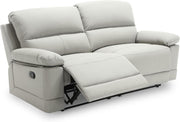 Mobilier-Deco Denys - Sofá de 2 plazas relax manual, piel sintética, gris claro