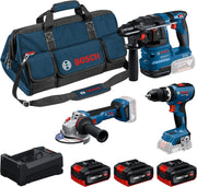 Kit combinado Bosch PRO 18V: GSB 18V-65, GBH 18V-22, GWS 18V-11, 3x GBA 5.0Ah, GAL 18V-80, M-BAG
