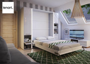 Cama abatible Homlando Lenart Concept Pro CP01 140x200 cm - Cama de pared vertical - Armario con cama abatible integrada - Cama funcional (Blanco mate)